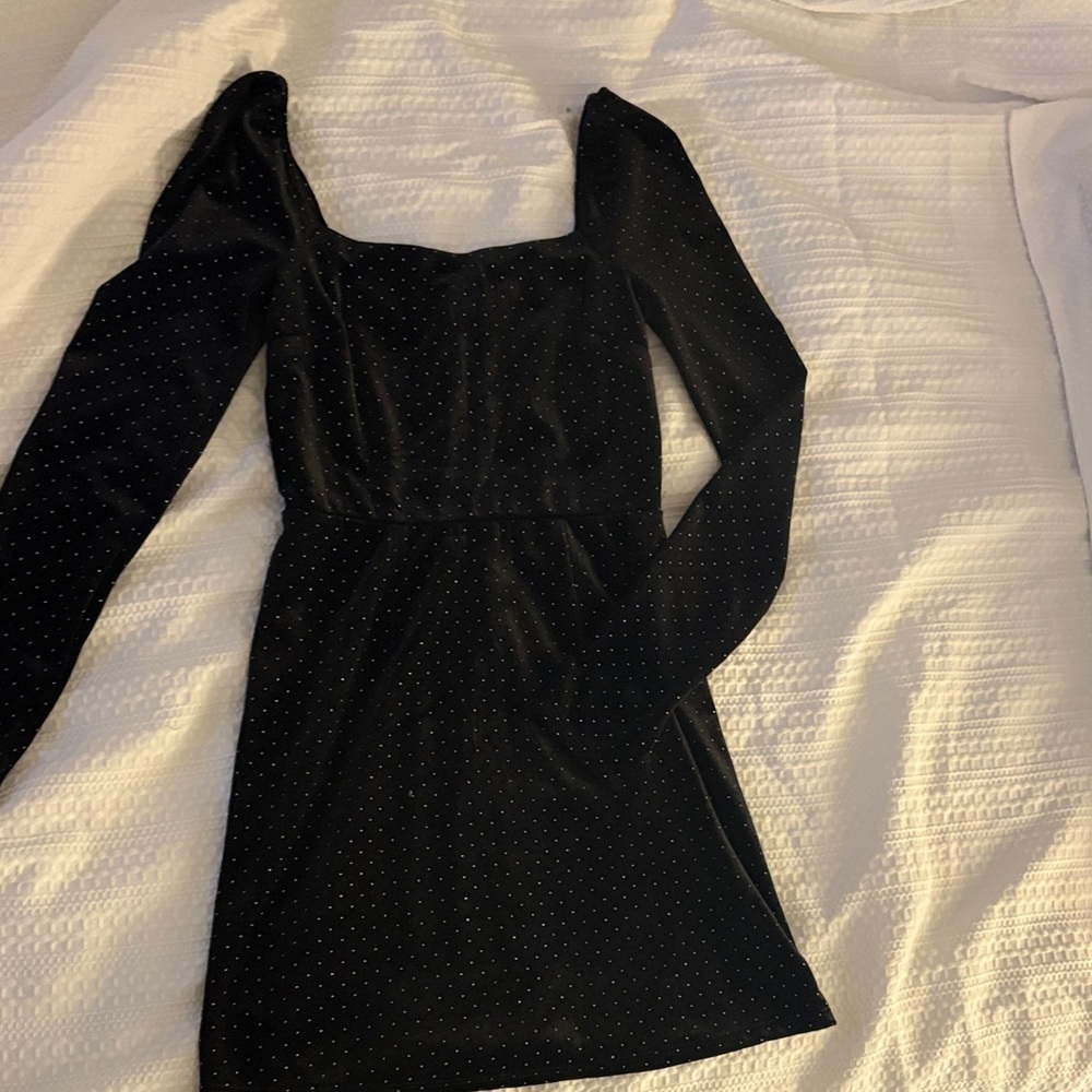 Miami Black Long Sleeve Dress with Dots